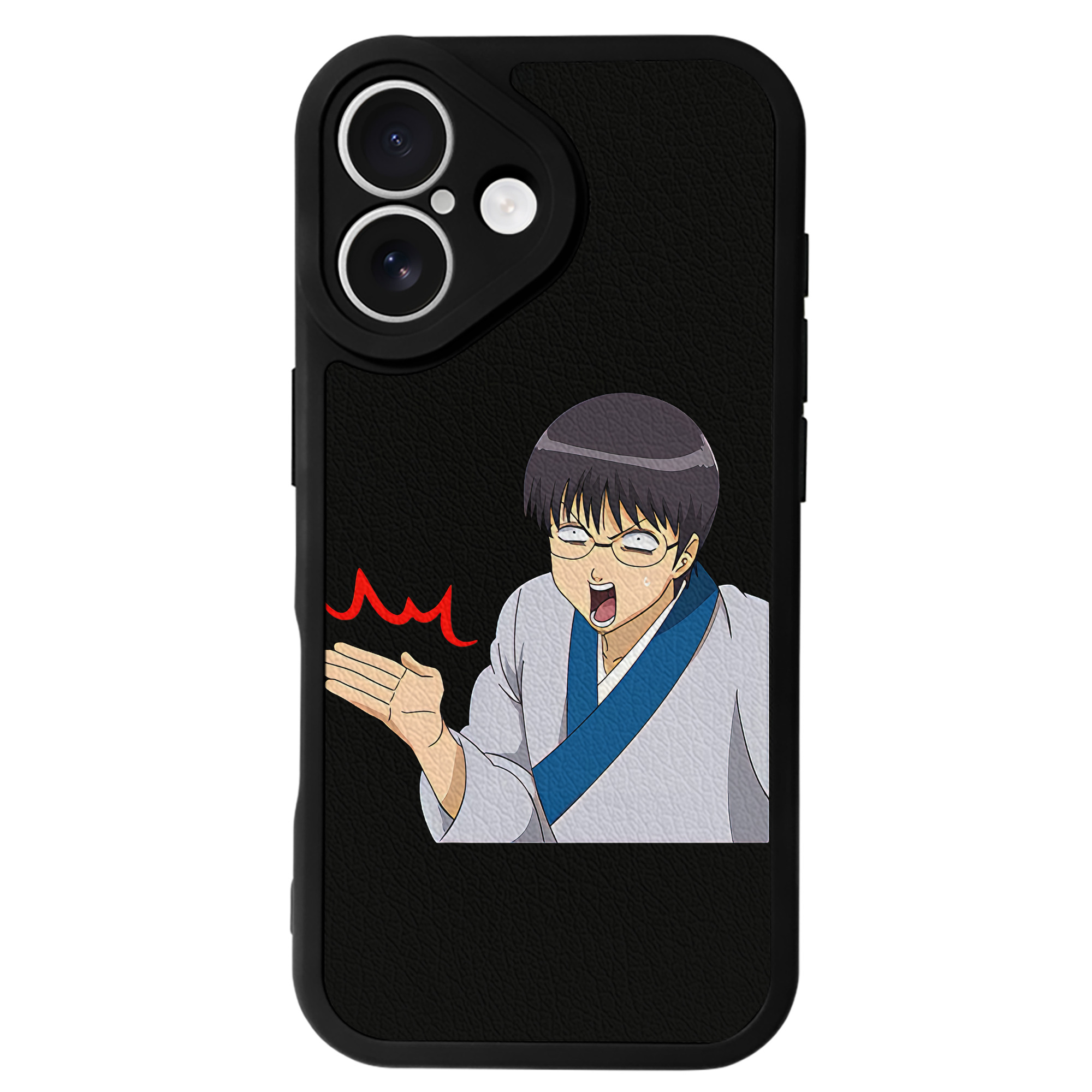 （画像用） ぎんたま 坂田銀時（さかたぎんとき） 神楽 志村新八（しむら しんぱち） GINTAMA Sakata Gintoki Kagura Shimura Shinpachi 【iPhone 16シリーズ対応】シリコンスマホケース（レザー調） 材質：シリコン
